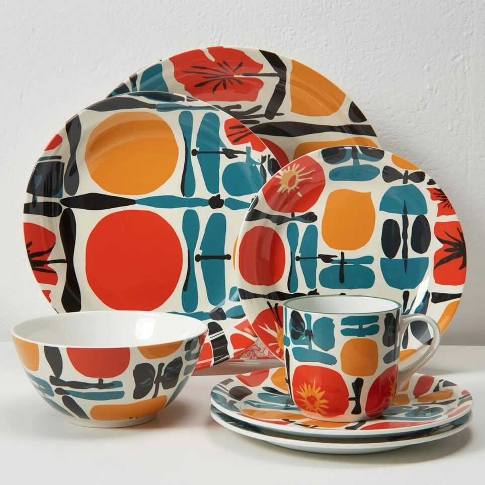 Retro Patterned Melamine Dinnerware