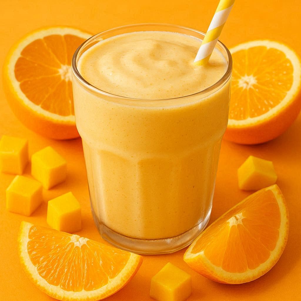 A creamy orange vanilla protein smoothie