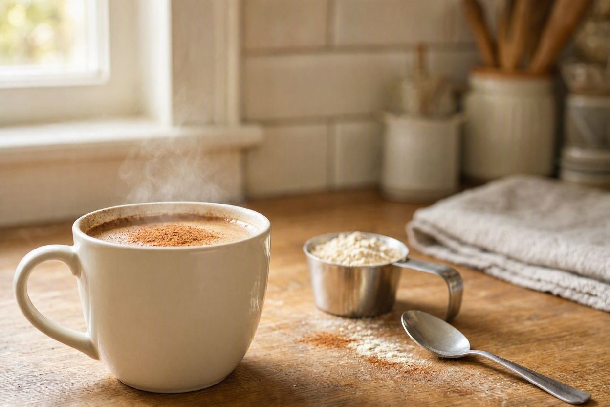 cinnamon vanilla protein coffee mug kitchen counter
