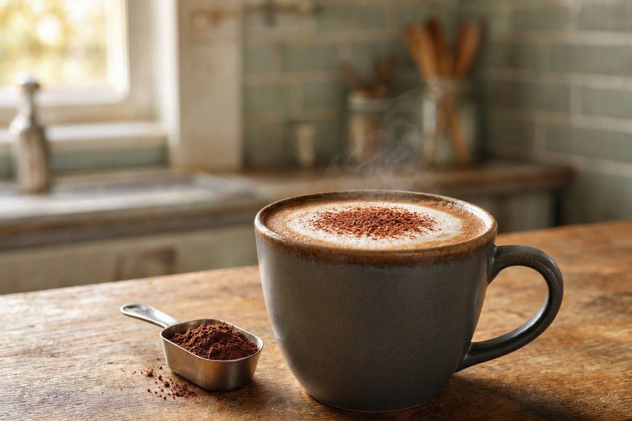 hot mocha protein coffee cocoa dusting