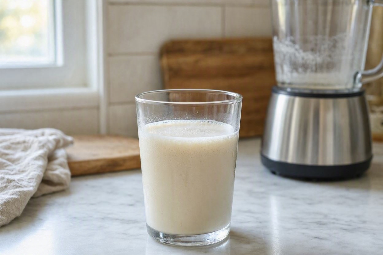 vanilla instant coffee protein shake glass
